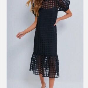 Hyacinth house -Elegant Black Checkered Dress